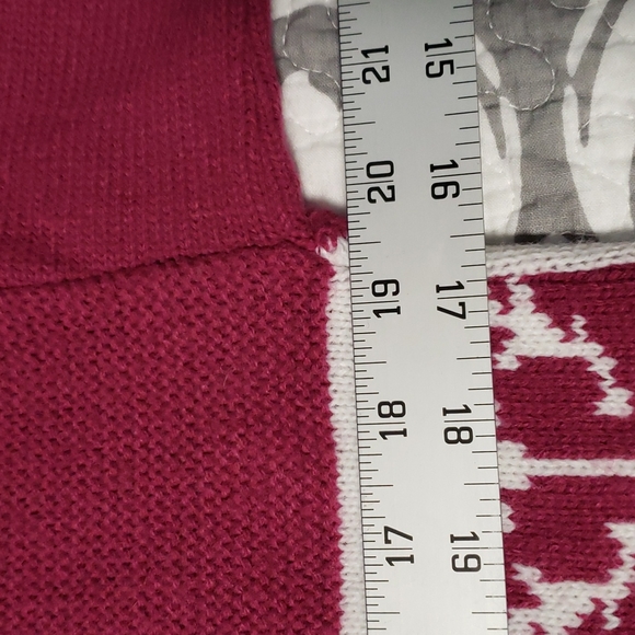 Vtg 90s Fashion Formulas Knit Purple Plum White Sweater Stripe, Leaf Design, Sm - Picture 12 of 14